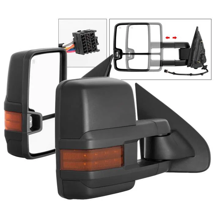 9936708 – SPYDER Exterior Towing Mirror, Aftermarket Replacement Direct-Fit Telescoping Power Heated With Amber Lens ...